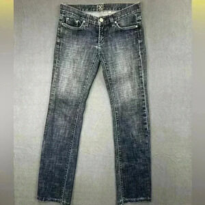 Bebe Carmen Straight leg Jeans Womens 27 made in USA blue denim designer 0386